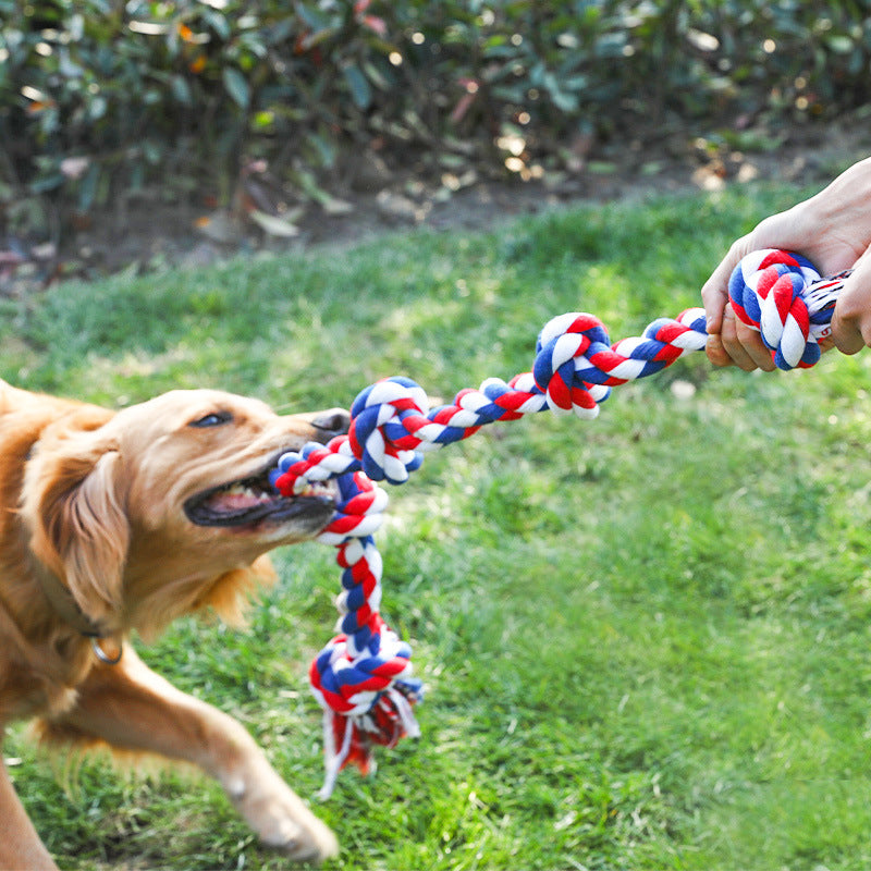 Large Dog Pet Toy Durable Chew Cotton Rope Five-Knot Dog Pet Supplies for Dogs and Cats