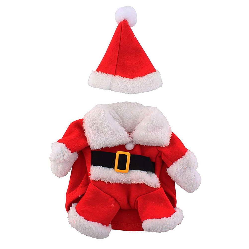 Lovely Christmas Pet Santa Claus Suit Costumes Cat Puppy Warm Comfortable Jumpsuit Hoodies Clothes Pet Xmas Decoration