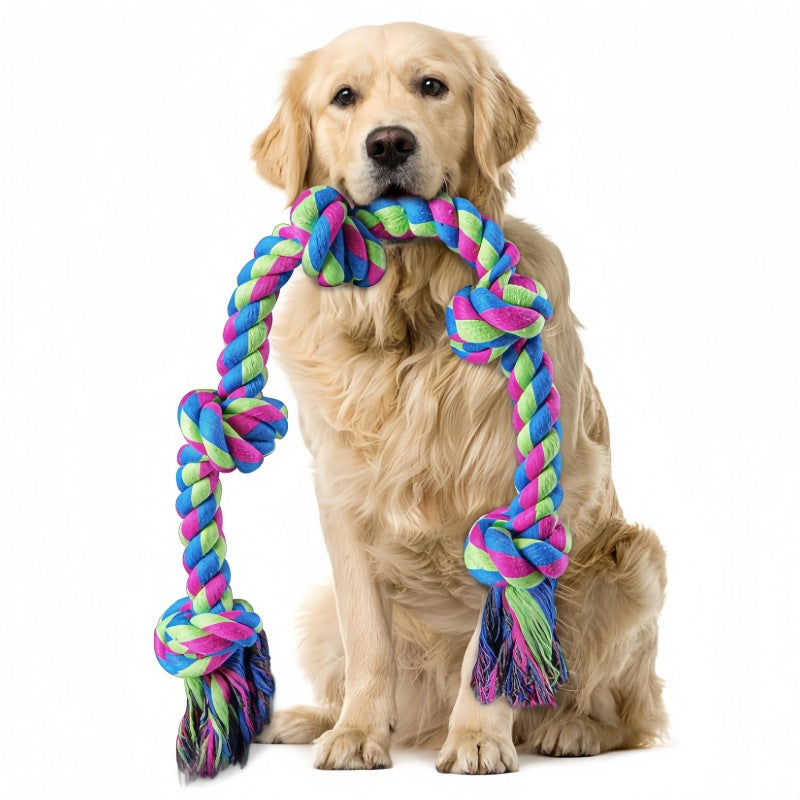 Large Dog Pet Toy Durable Chew Cotton Rope Five-Knot Dog Pet Supplies for Dogs and Cats